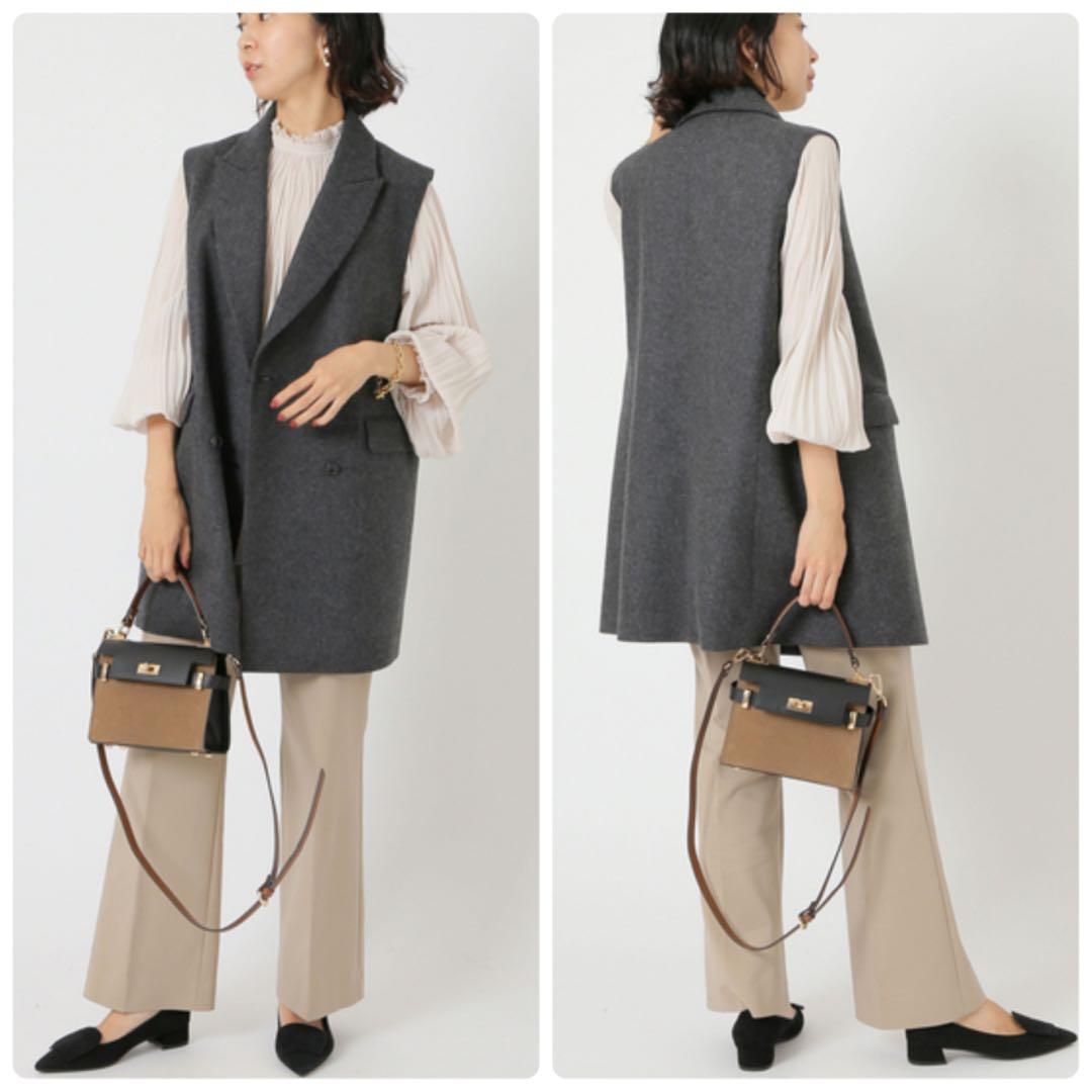 イエナ　テーラードベスト　ジレ　ダブルボタン　ダブルブレスト　スーパー100's