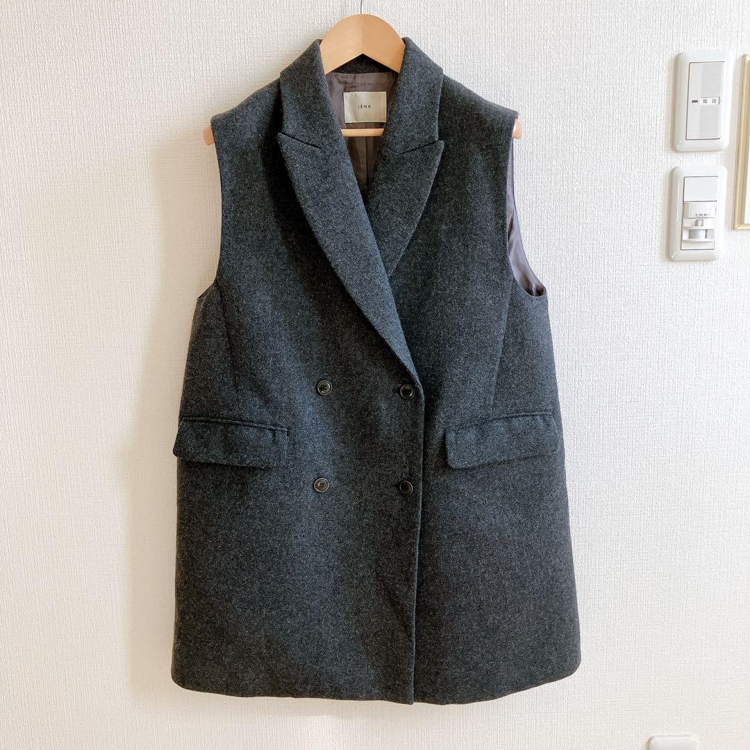 イエナ　テーラードベスト　ジレ　ダブルボタン　ダブルブレスト　スーパー100's