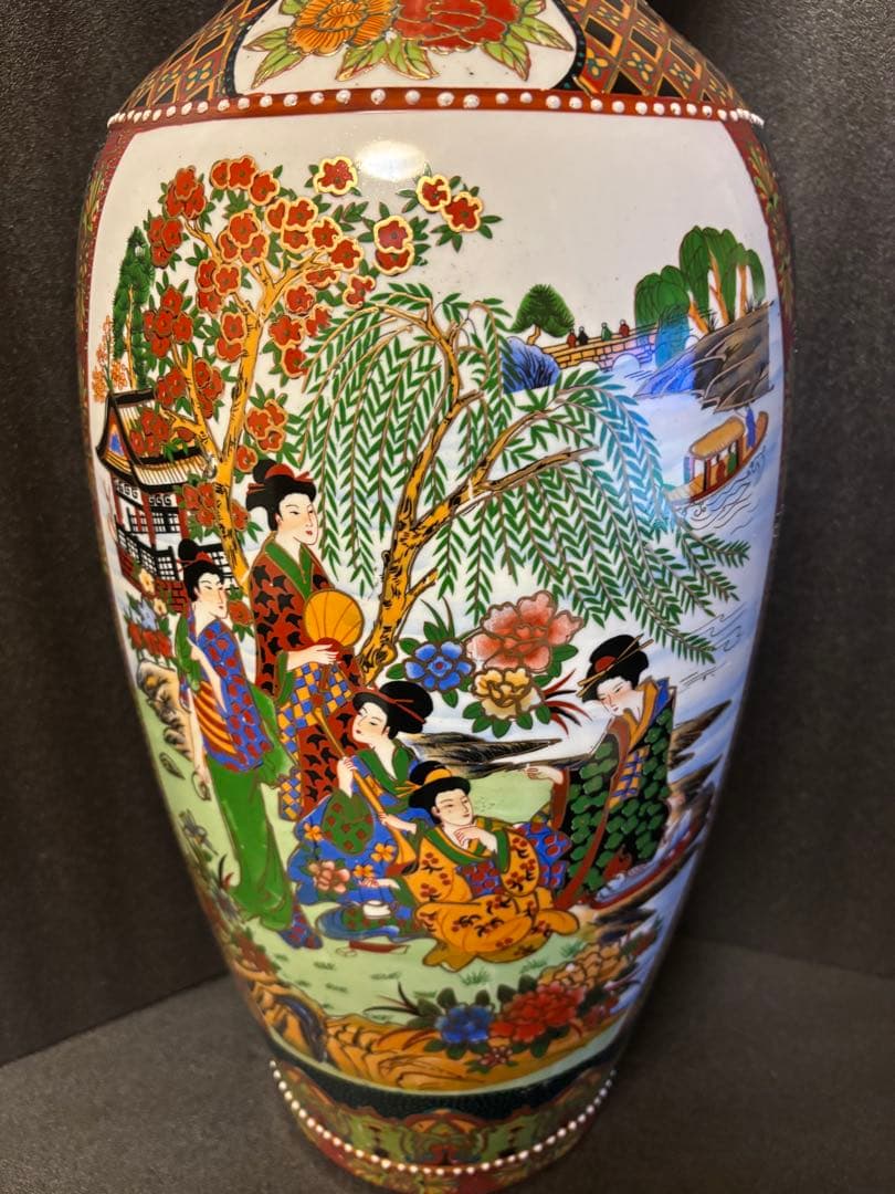 ☘️あぽらす☘️ 薩摩焼 飾り大壺 60cm 金彩色絵 豪華爛漫 美人図画