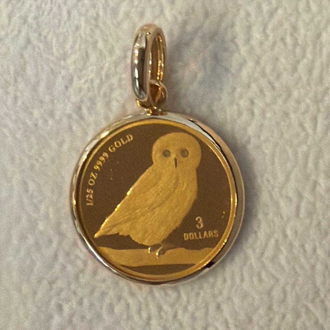 24K K18ゴールド フクロウチャーム 2022年 ツバル　3