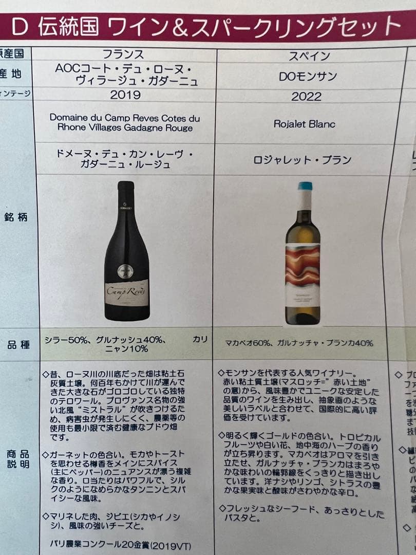 ヨーロッパ産　ワインセット 赤1本 白1本 スパークリング2本