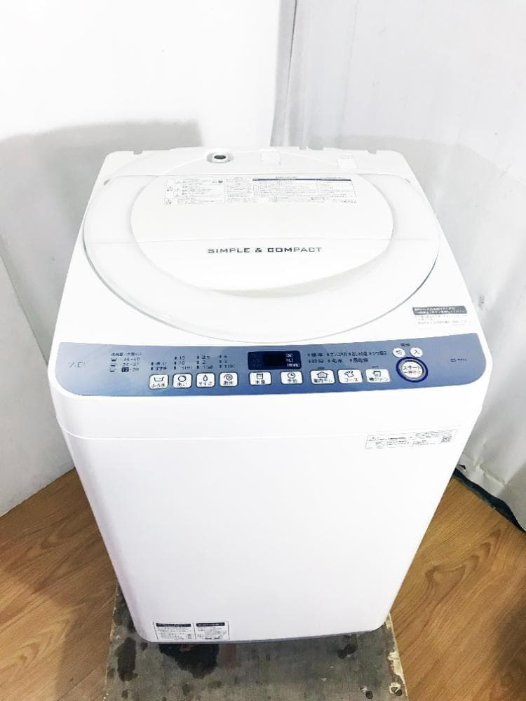 ★分解洗浄済！美品 中古★SHARP 7㎏ 洗濯機【ES-T711-W】FV43