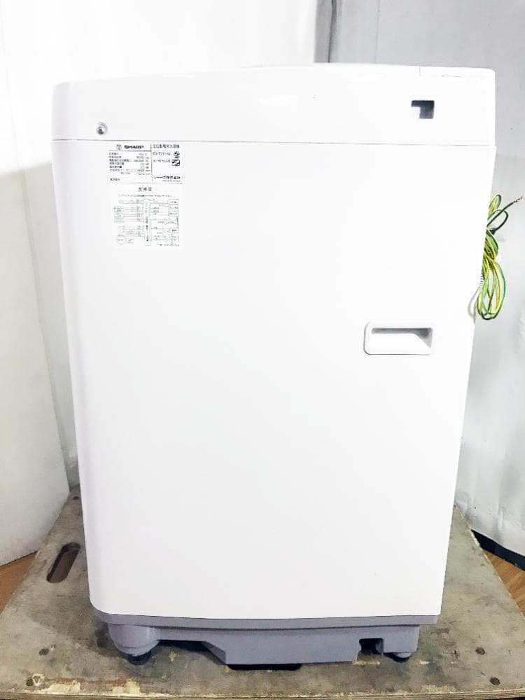 ★分解洗浄済！美品 中古★SHARP 7㎏ 洗濯機【ES-T711-W】FV43