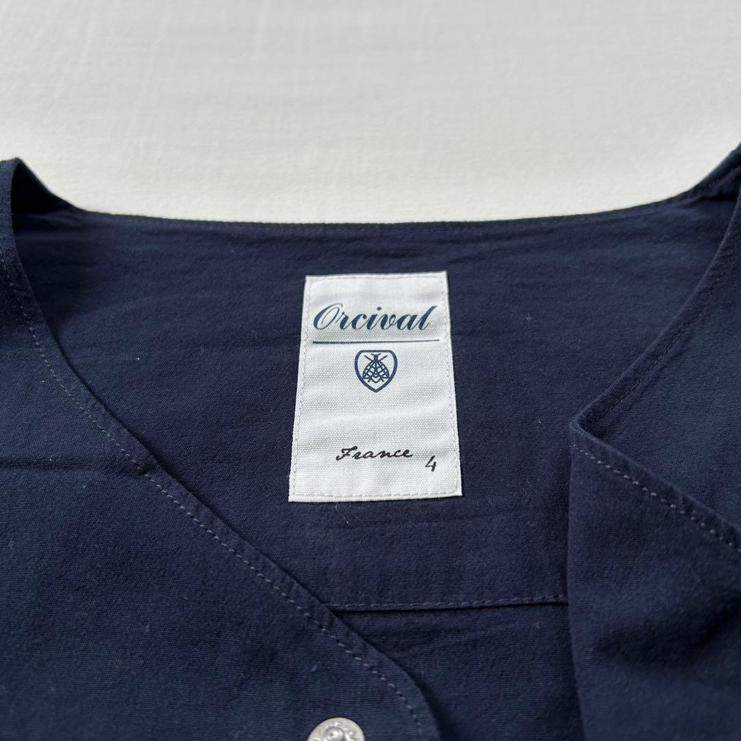 【美品】ORCIVAL オーシバル ノーカラージャケット ネイビー サイズ4