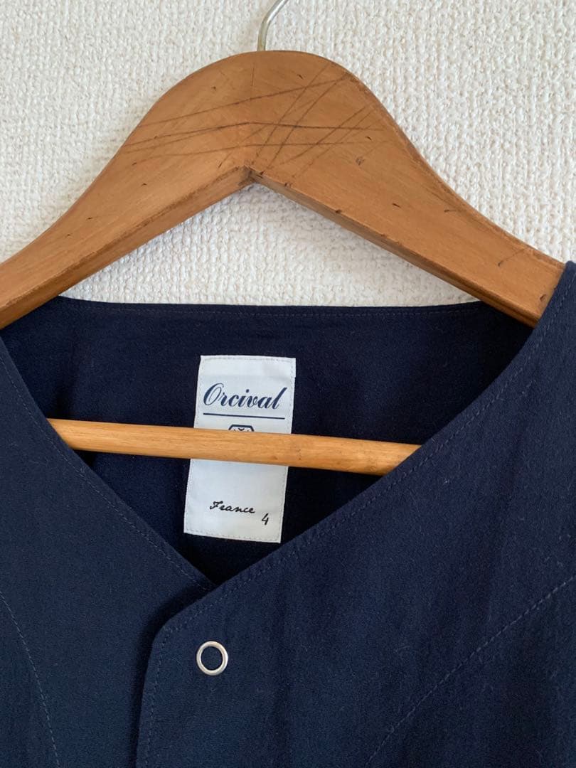 【美品】ORCIVAL オーシバル ノーカラージャケット ネイビー サイズ4