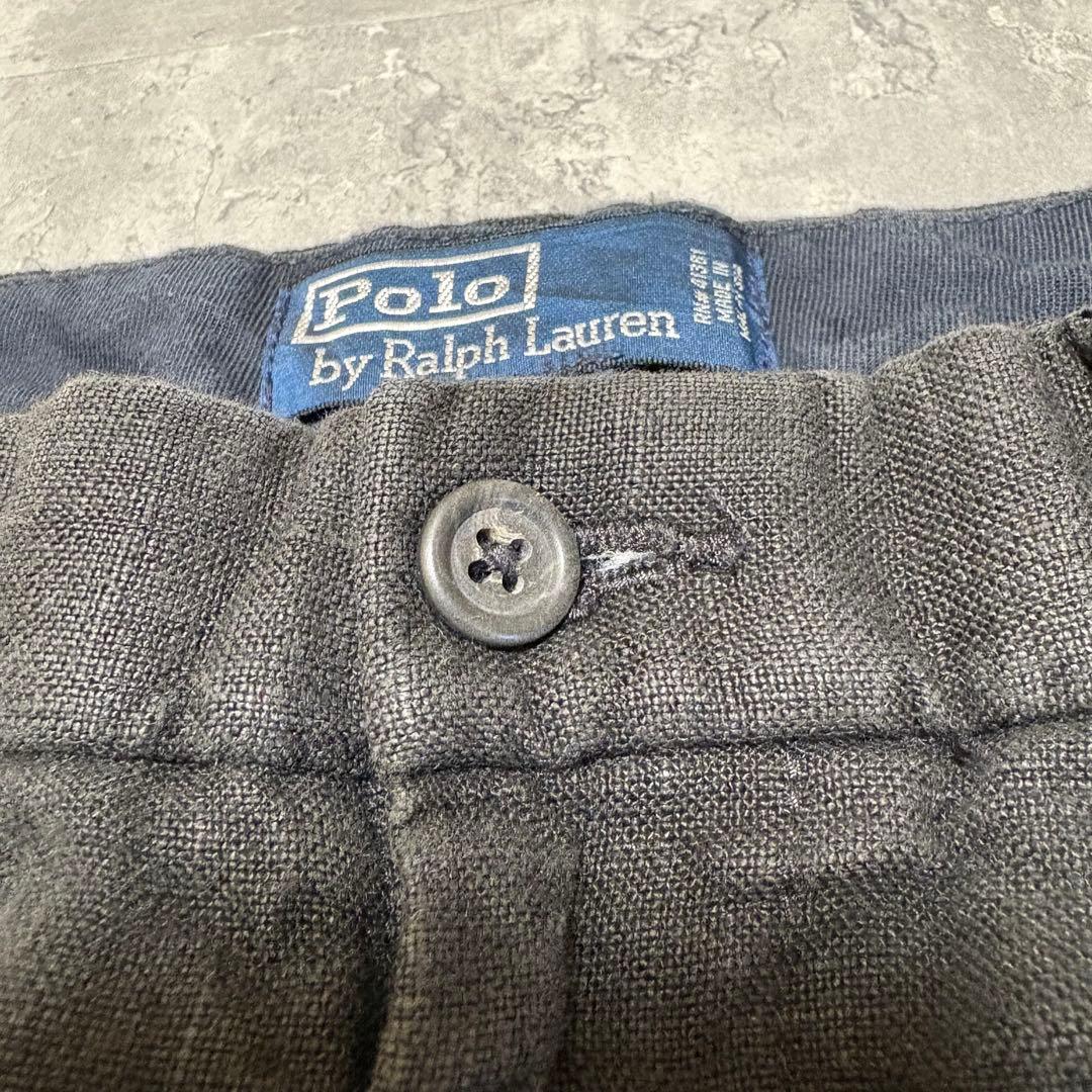 90s ポロバイラルフローレン　リネン　トラウザーズ　スラックス　38×30