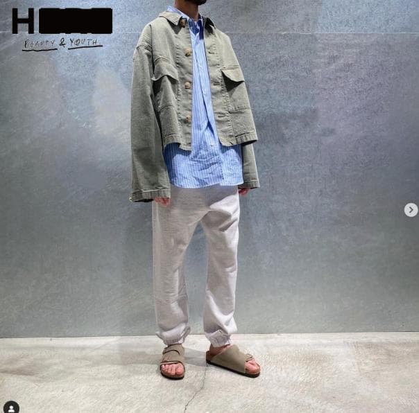 H BEAUTY&YOUTH ヘリンボーンマリン ユーティリティジャケットOvy