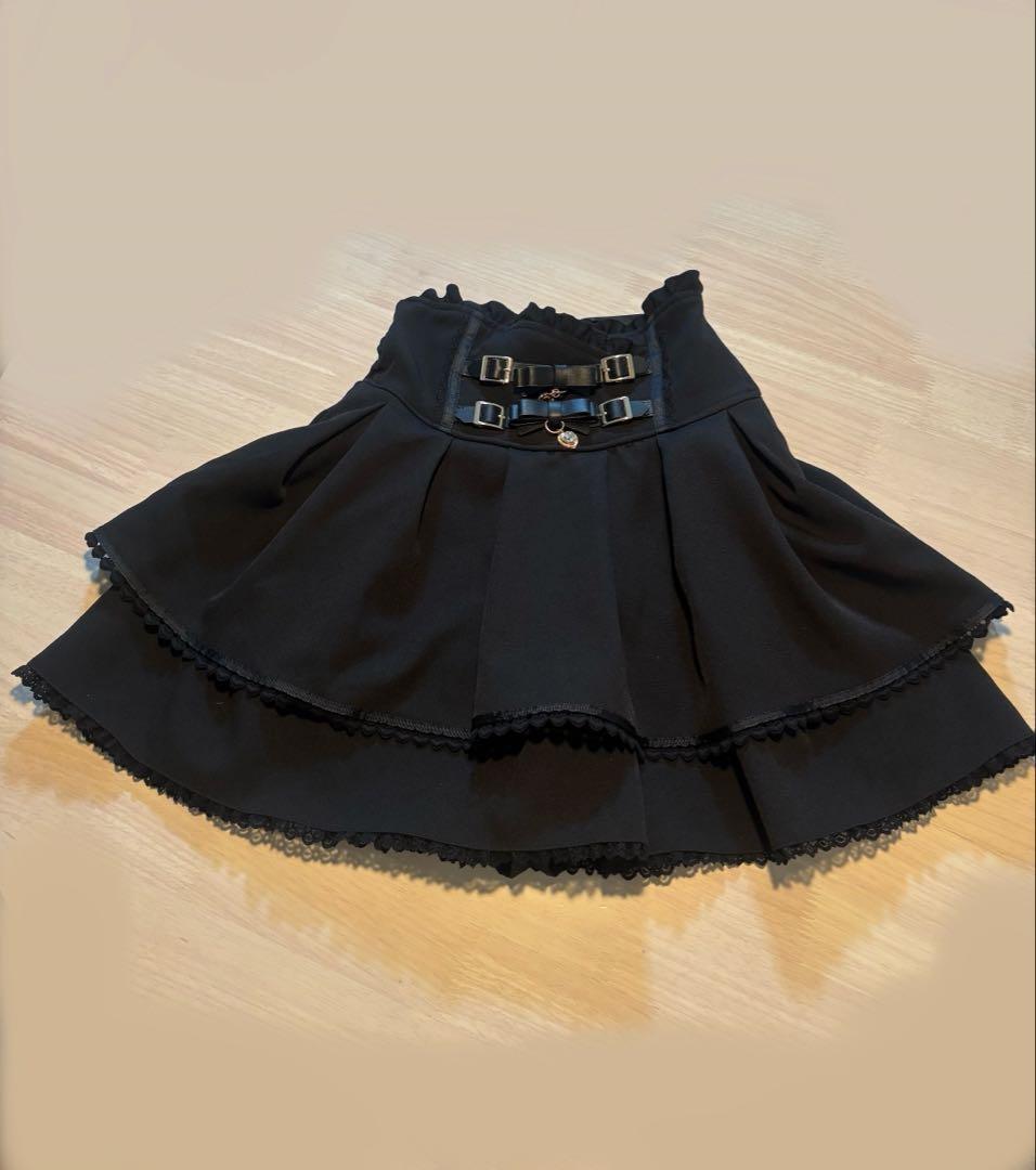 LIZLISA ２連リボンベルトスカパン Ｍ ブラック