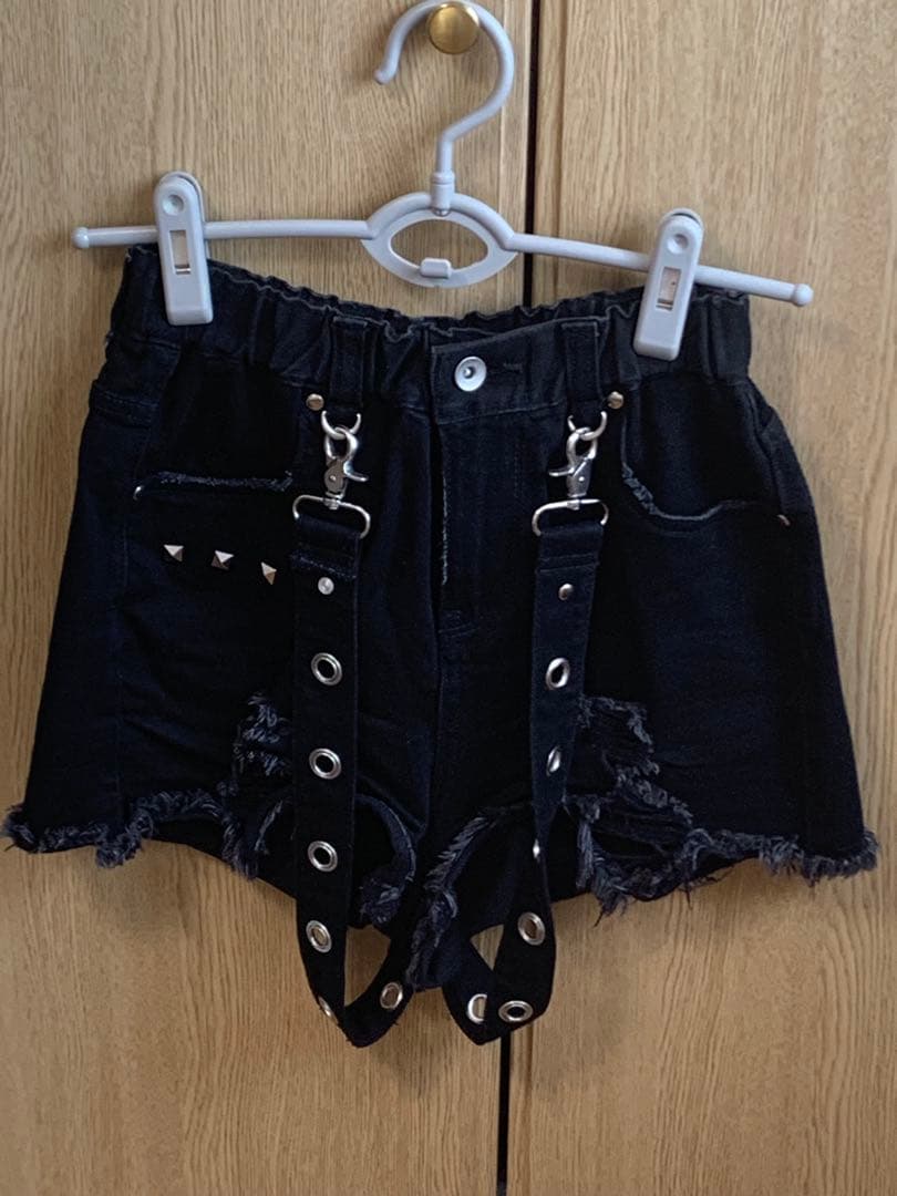 ✄*様 『REFLEM/レフレム』サスペンダー付きデニムショーツ　黒