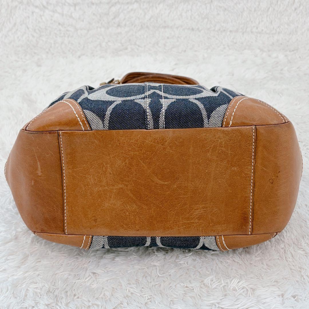 人気 COACH コーチ デニム シグネチャー柄 レザー 12751