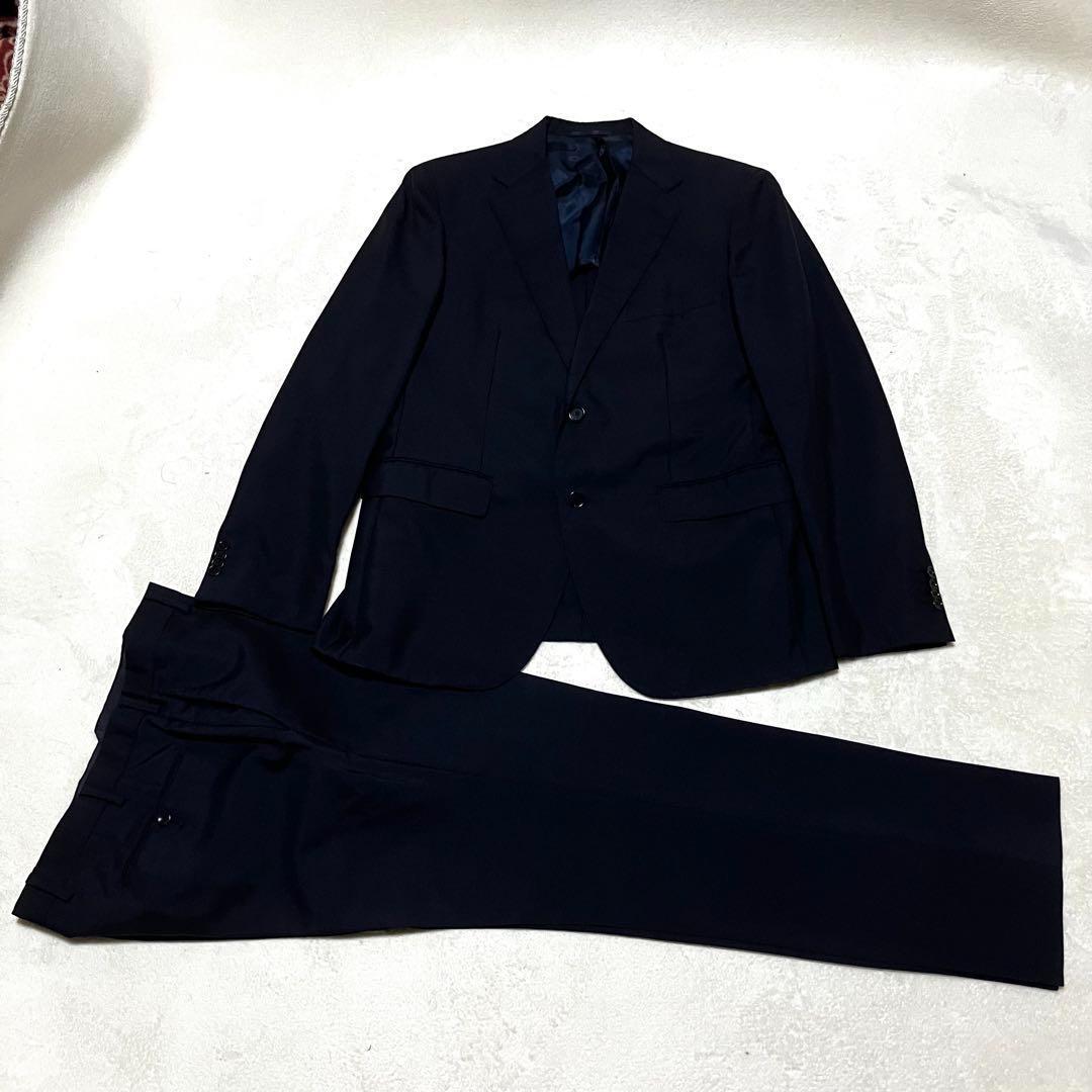 美品UNITED ARROWS スーツ 52 ネイビー シングル モヘア混