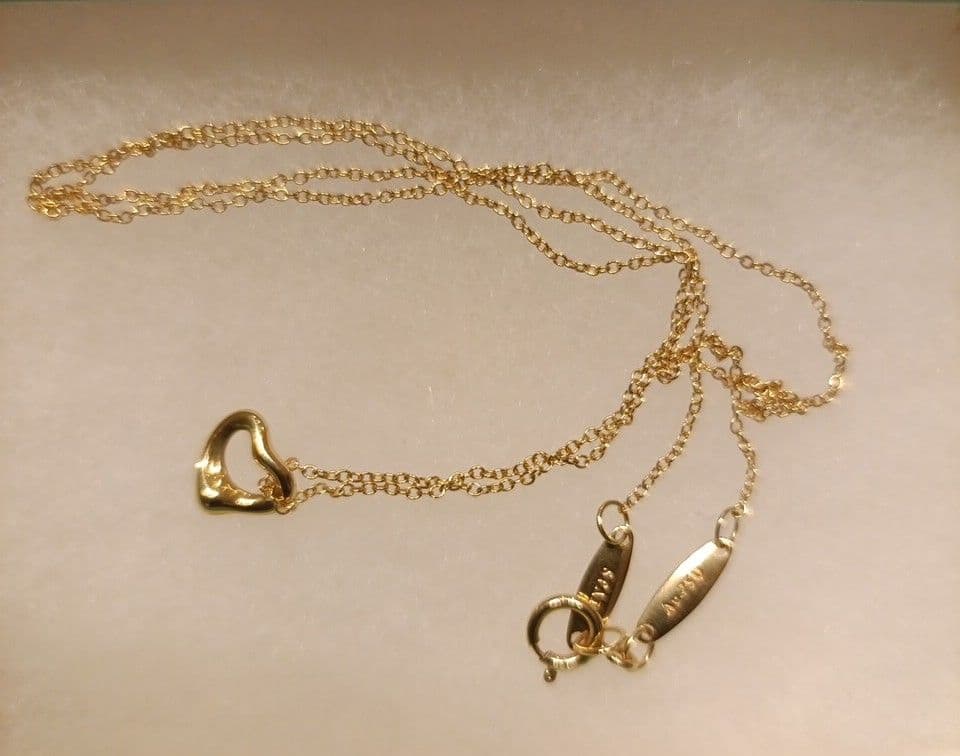 ティファニー ネックレスK18YG エルサペレッティ オープンハート7mm