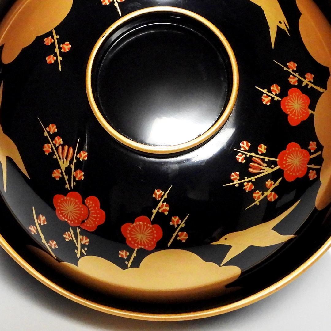 輪島塗 梅鶯蒔絵 吸物椀 五客揃 共箱 懐石道具