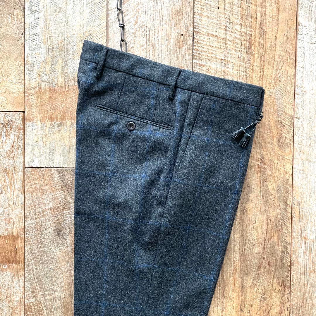 【新品同様】INCOTEX SUPER100'S ウール スラックスパンツ 46