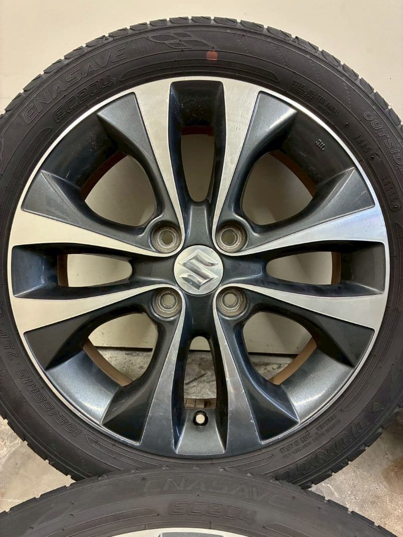 ワゴンR純正 美品 15インチ アルミホイール 165/55R15 バリ山 4本