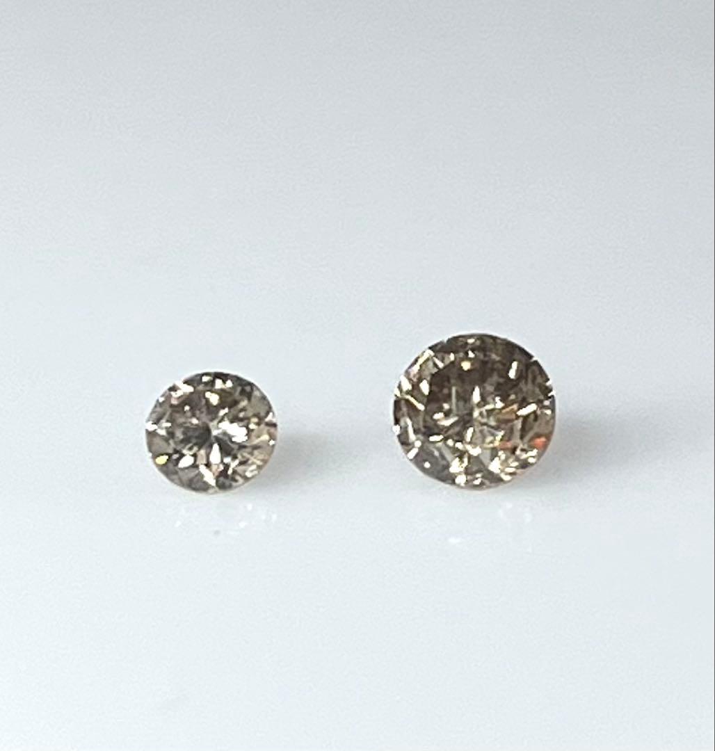 びじゅ K18片耳ダイヤピアス0.1ct 0.2ct ブラウン系