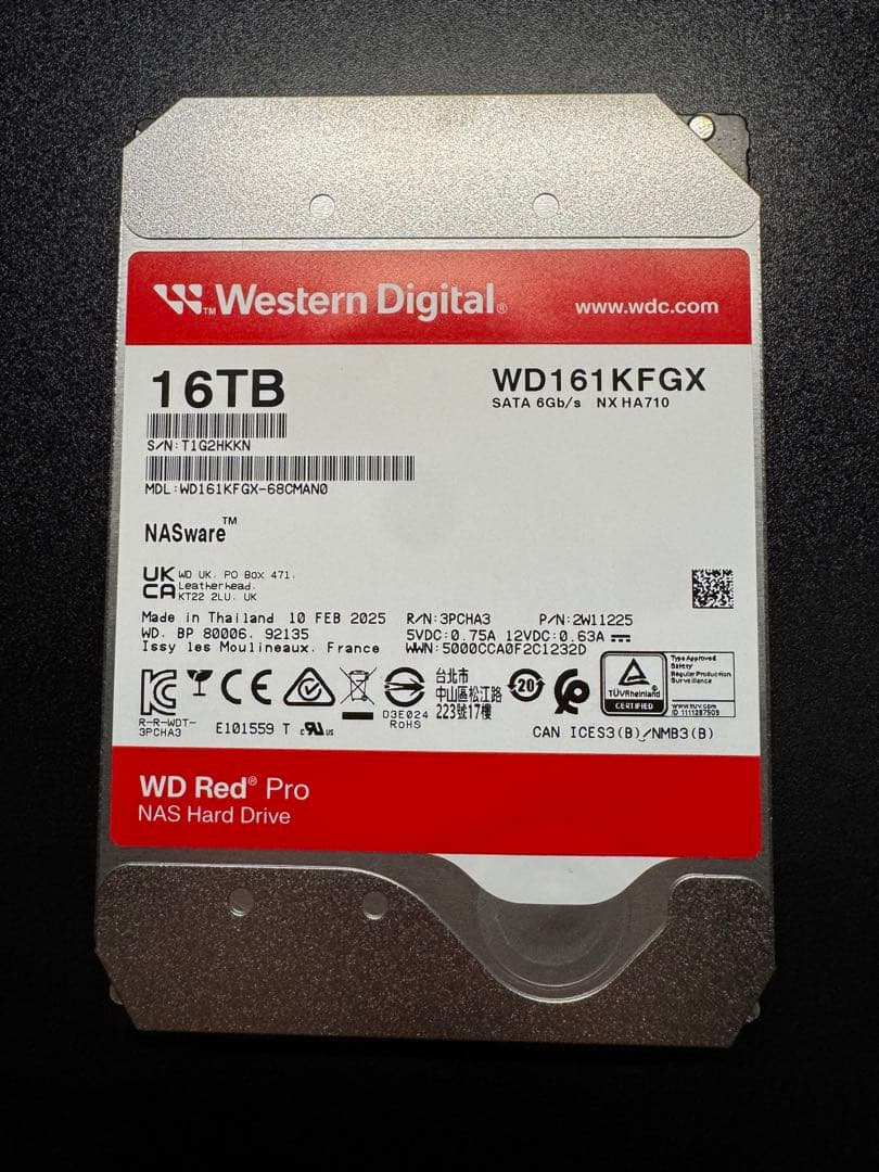 外付けハードディスク・ドライブ WD Red Pro 16TB HDD WD161KFGX