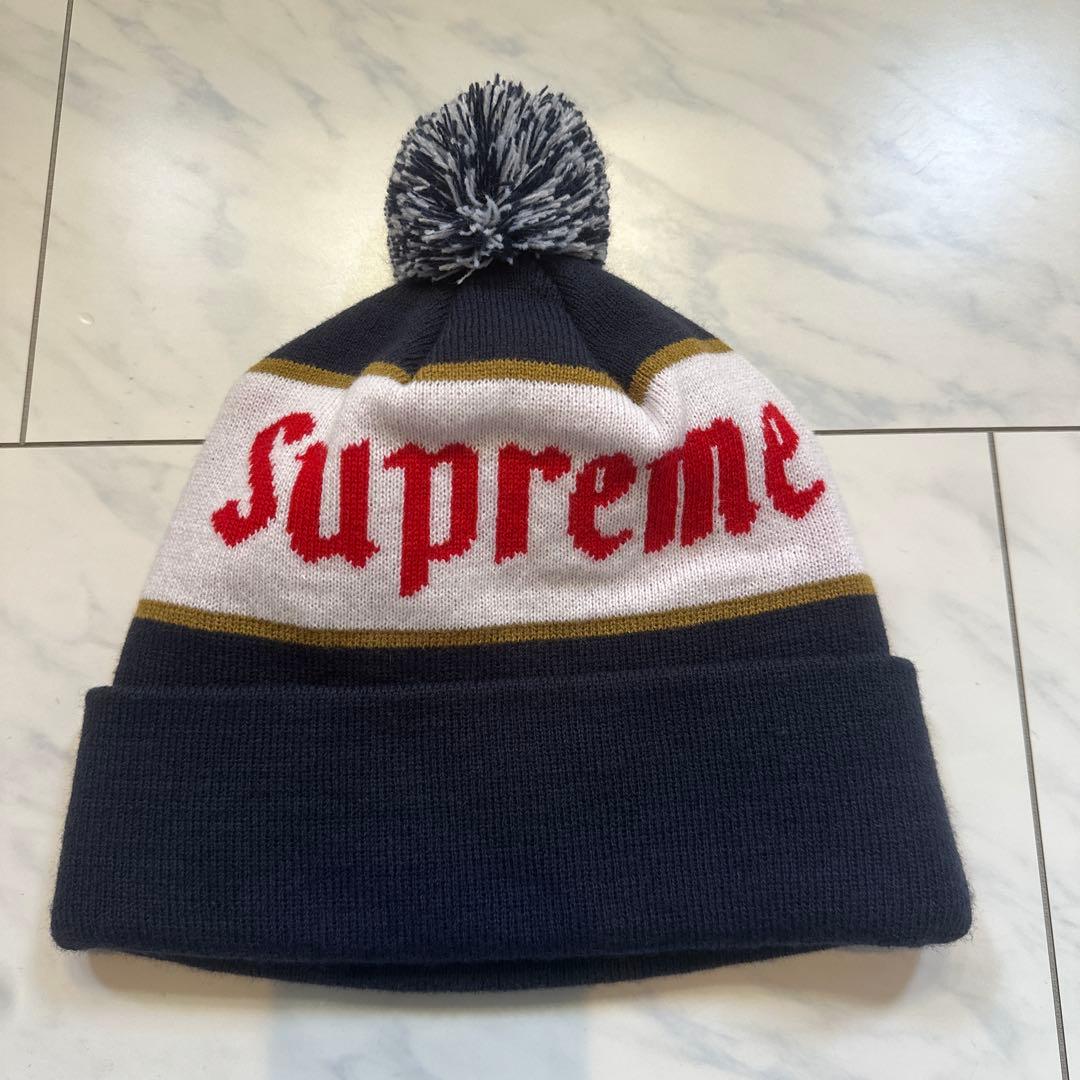 Supreme ポンポン付き ビーニー ネイビー 美品✨