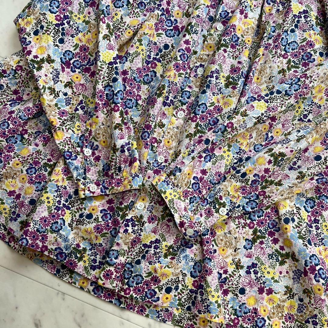 45R インドカディ秋の実プリントのくしゅくしゅブラウス