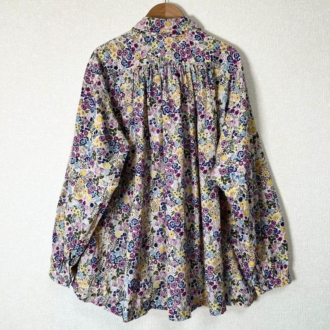 45R インドカディ秋の実プリントのくしゅくしゅブラウス