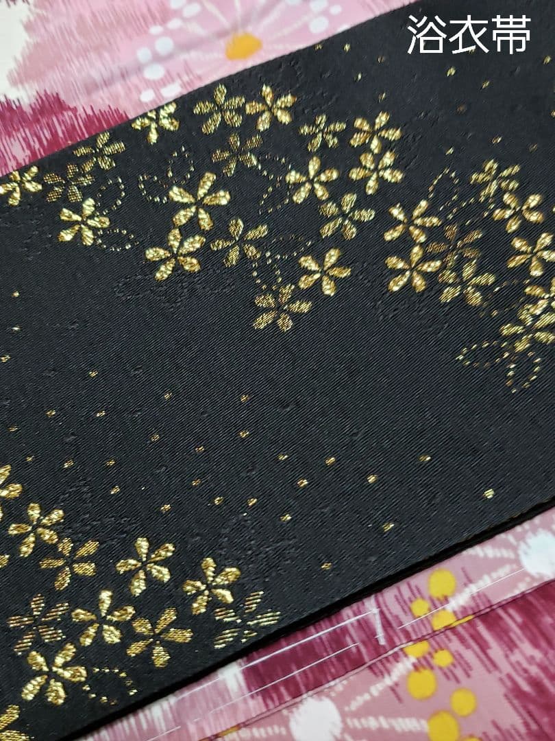 オール新品■変わり織り高級大人浴衣，浴衣帯，特別帯留め付き，岡重桐下駄5点セット