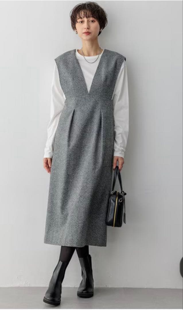 23区 シルクネップヘリンボーン オールインワン ワンピース