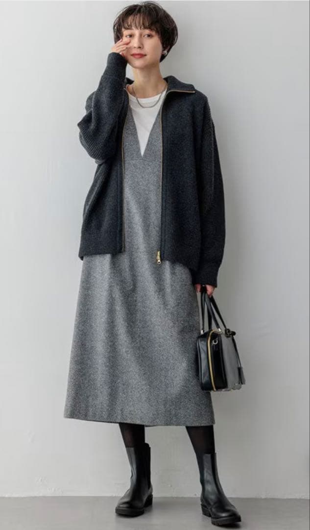 23区 シルクネップヘリンボーン オールインワン ワンピース