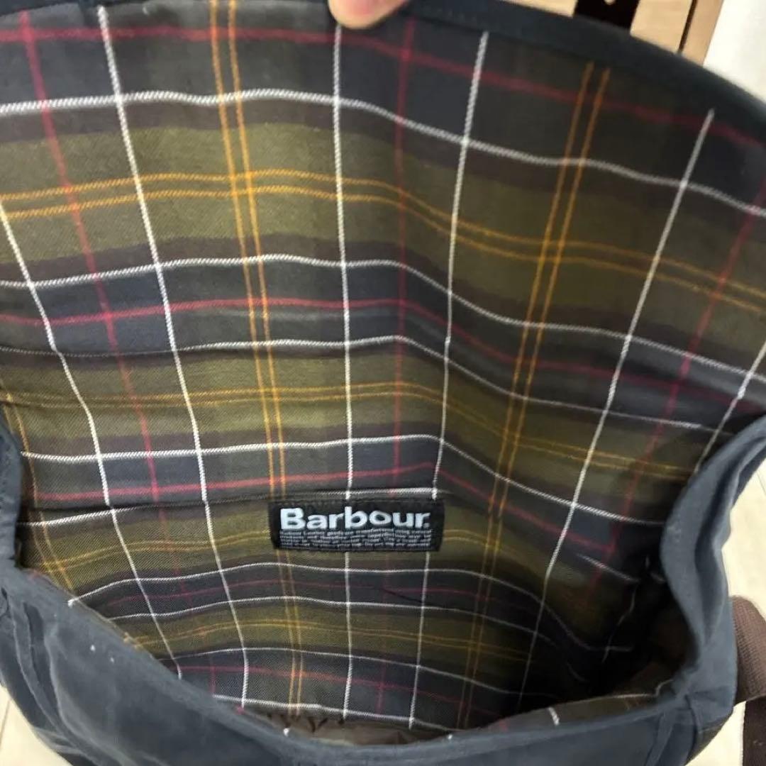 Barbour ショルダーバッグ 黒 レザー、キャンバス