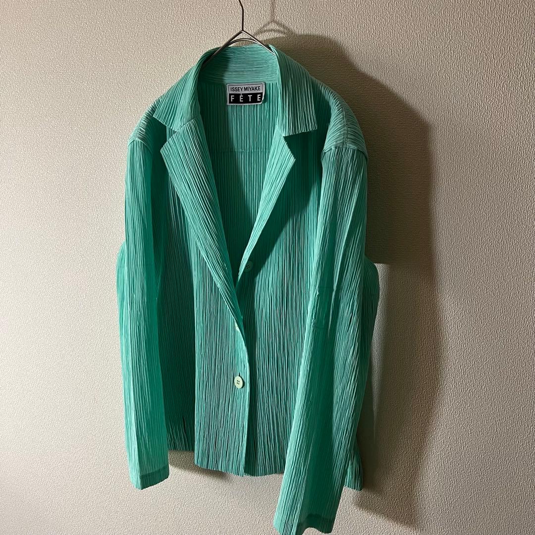 イッセイミヤケ FETE プリーツ テーラードジャケット ブルー系 03 L