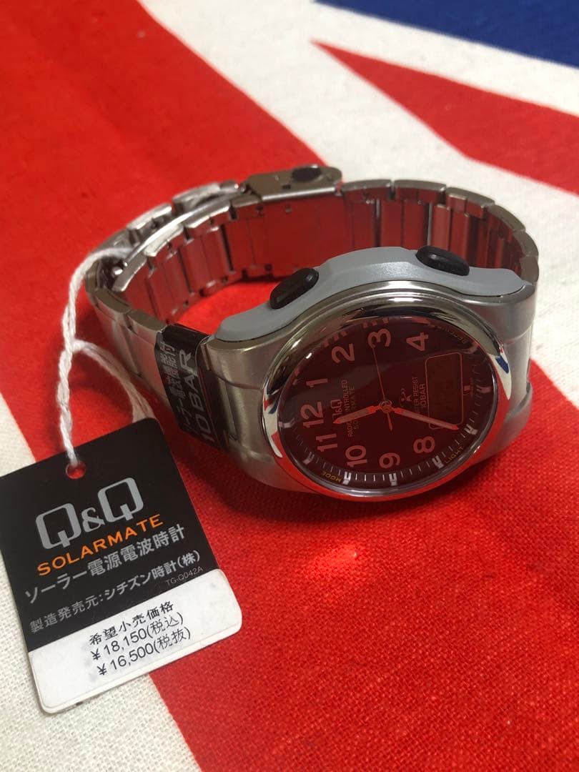 シチズンQ&Q腕時計アナログ電波ソーラー防水日付メタルバンド MD02-205