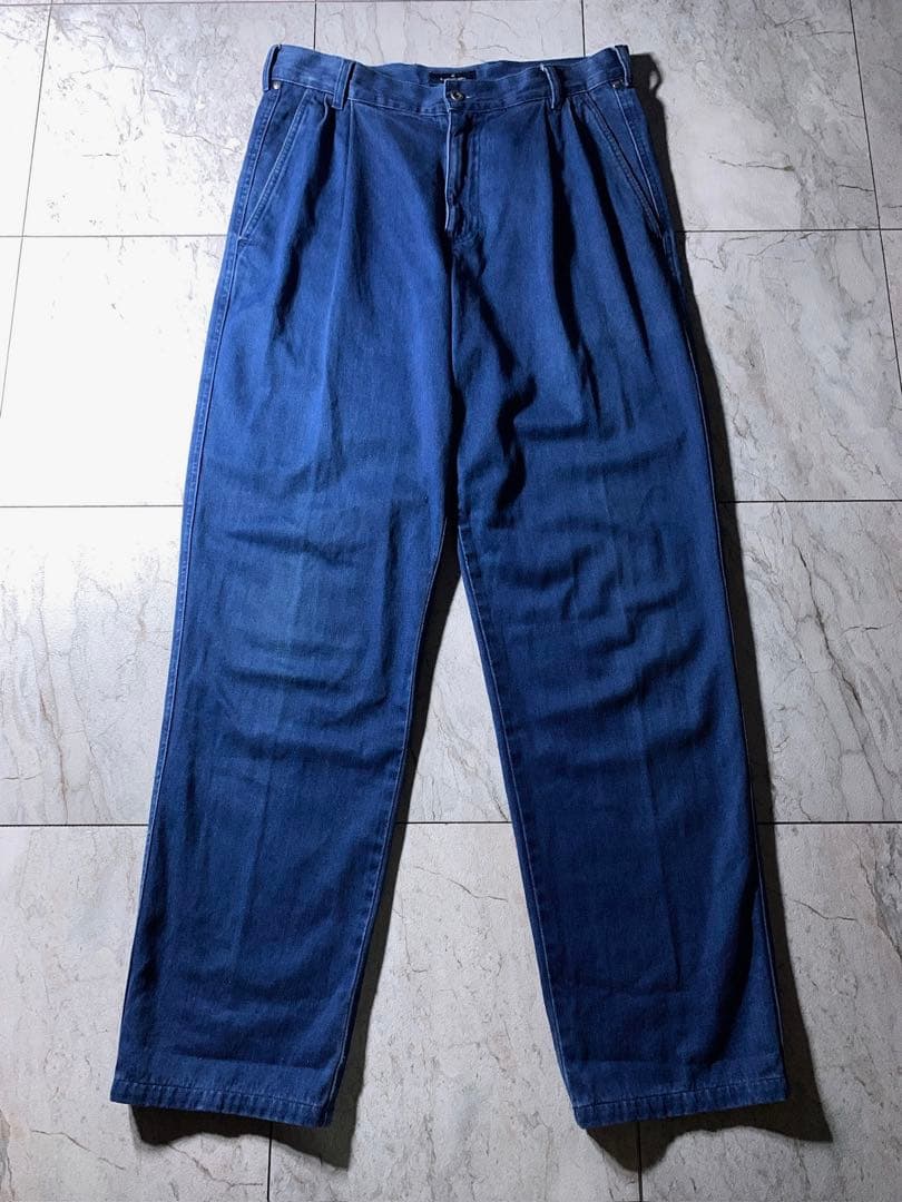 90s〜 イタリア製 エルメネジルドゼニア 2タック デニム スラックス 濃紺