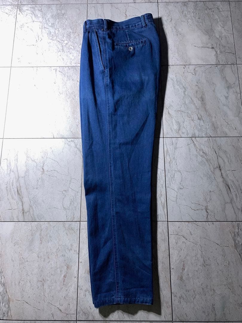 90s〜 イタリア製 エルメネジルドゼニア 2タック デニム スラックス 濃紺