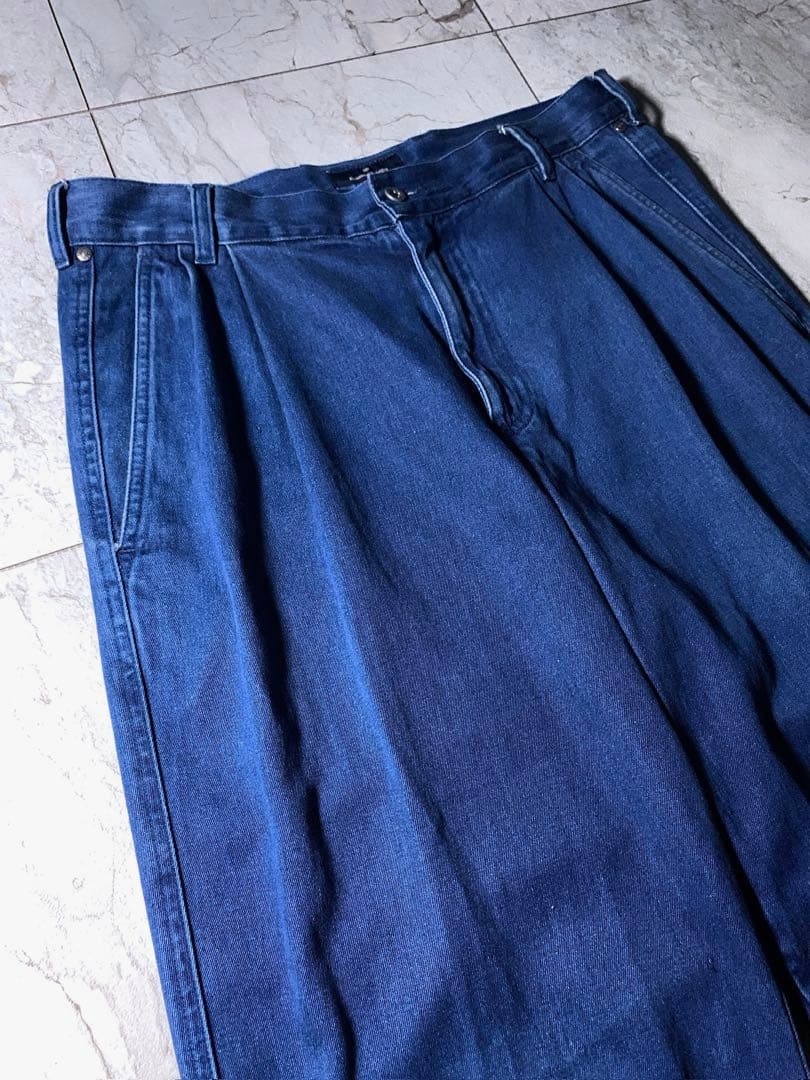 90s〜 イタリア製 エルメネジルドゼニア 2タック デニム スラックス 濃紺