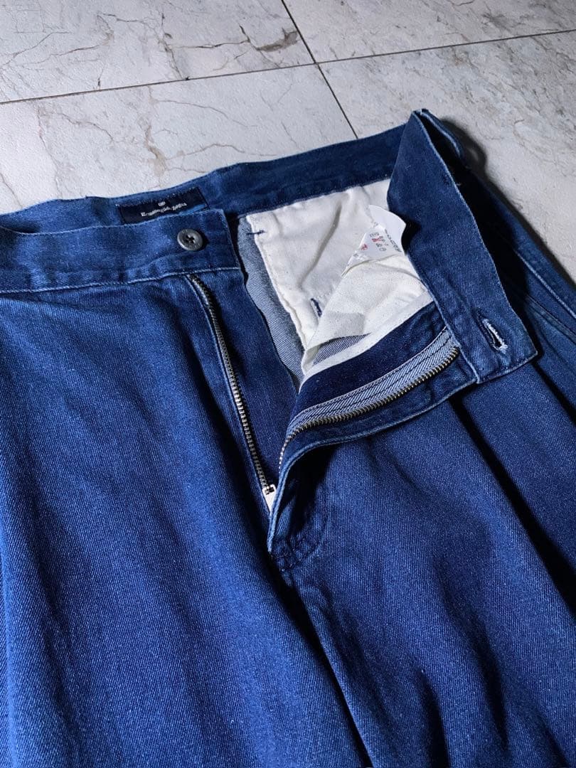 90s〜 イタリア製 エルメネジルドゼニア 2タック デニム スラックス 濃紺