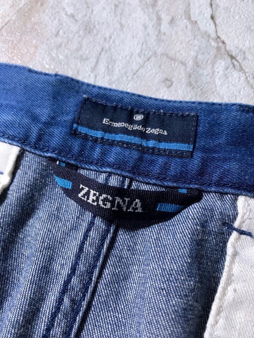 90s〜 イタリア製 エルメネジルドゼニア 2タック デニム スラックス 濃紺