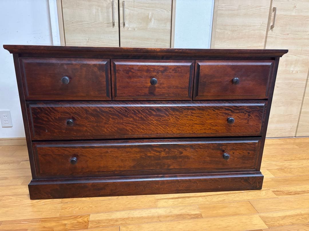 ダークブラウン 木製チェスト 5引き出し