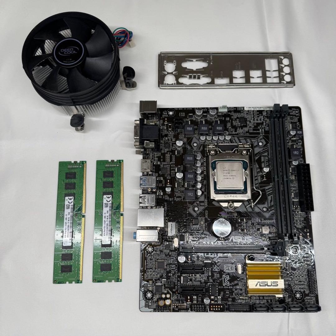 ASUS マザーボード H110M-A & i7-6700、メモリ、冷却ファン