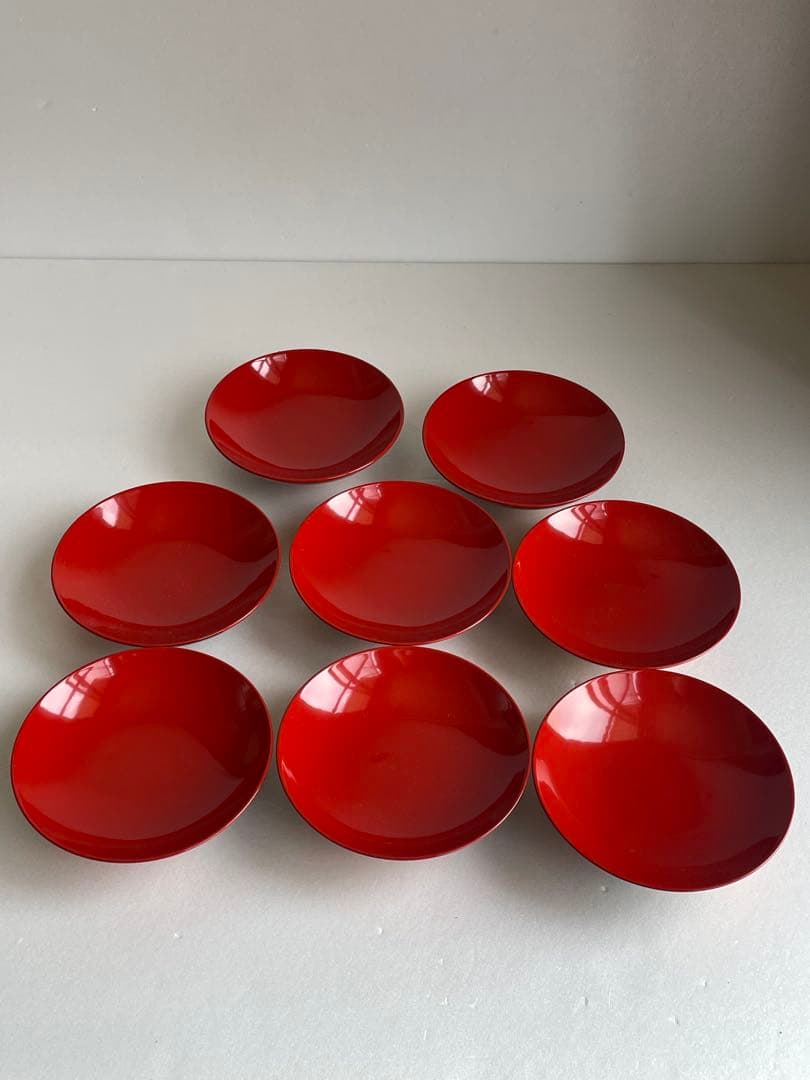 木製漆器　輪島塗　沈金蒔絵朱塗　吸物椀八客　木箱付　蓋付き椀　お椀