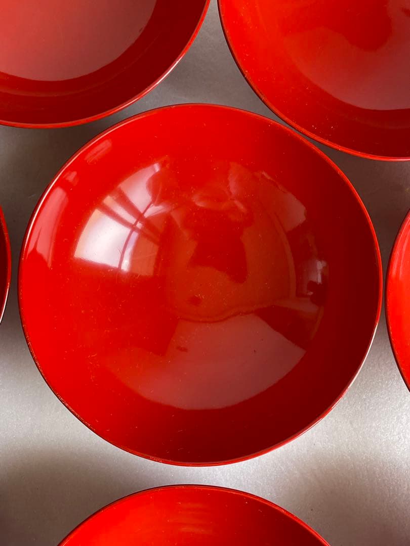 木製漆器　輪島塗　沈金蒔絵朱塗　吸物椀八客　木箱付　蓋付き椀　お椀