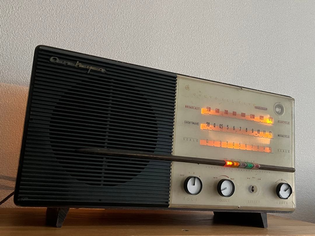 昭和レトロ アンティーク 木製 ONKYO 真空管ラジオ インテリア