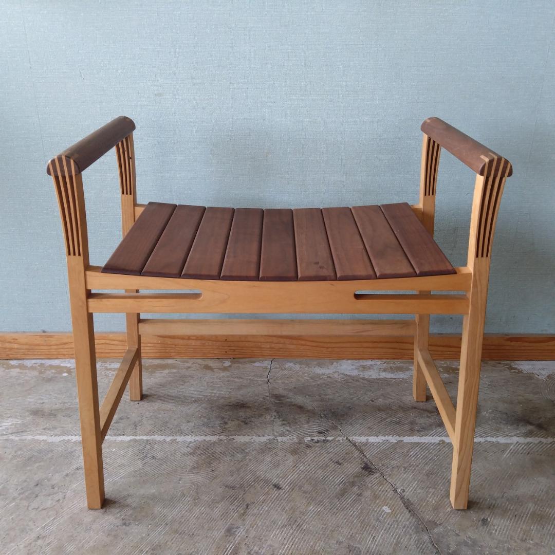 木製 アーム付き スツール　組み木