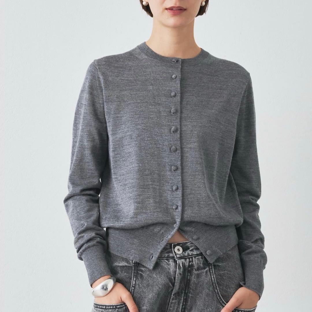 ウィムガゼット 16Gテンジクカーディガン グレー ウール ニット 2025AW