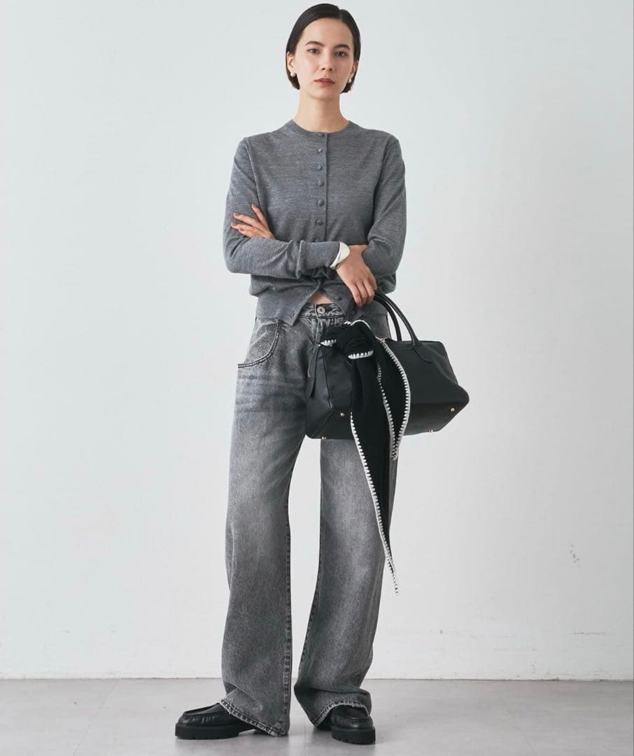 ウィムガゼット 16Gテンジクカーディガン グレー ウール ニット 2025AW