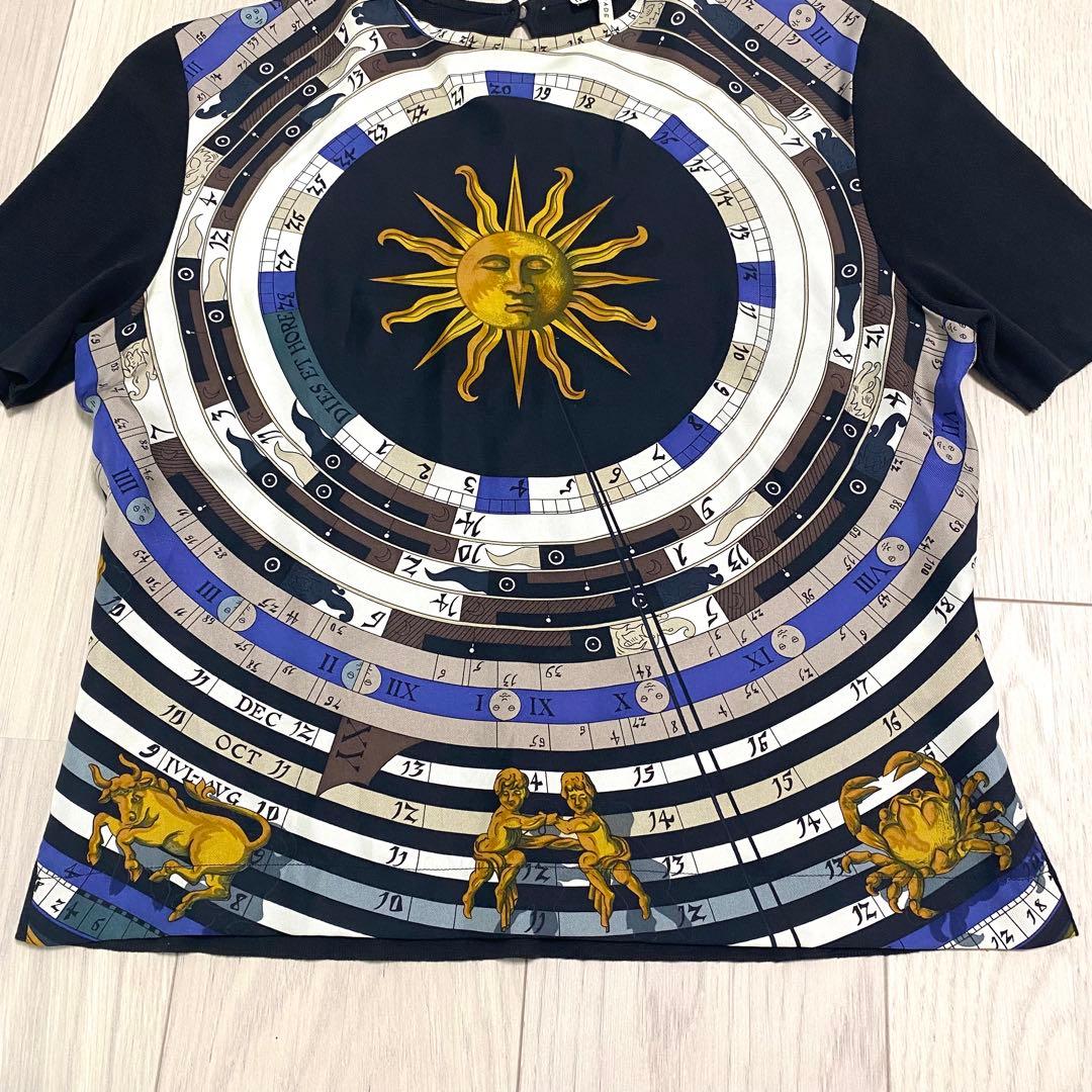 HERMES エルメス ツイルレーヌ 占星術 シルク コットン ニット 半袖
