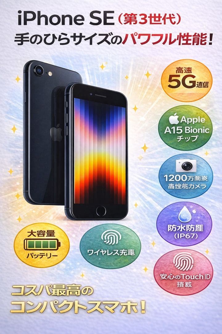 美品 バッテリー100% iPhone SE (第3世代) ブラック 本体