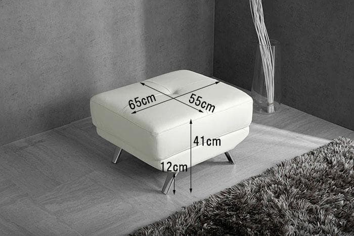 ブラック 本革 オットマン スツール 腰掛 65cm x 55cm x 41cm