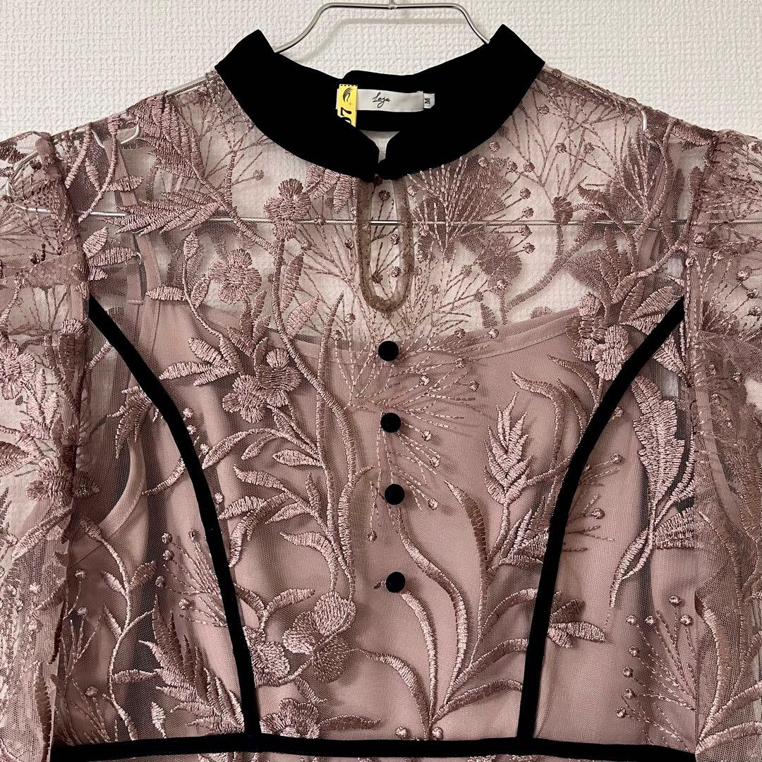 【LEJA】花柄刺繍レースワンピース