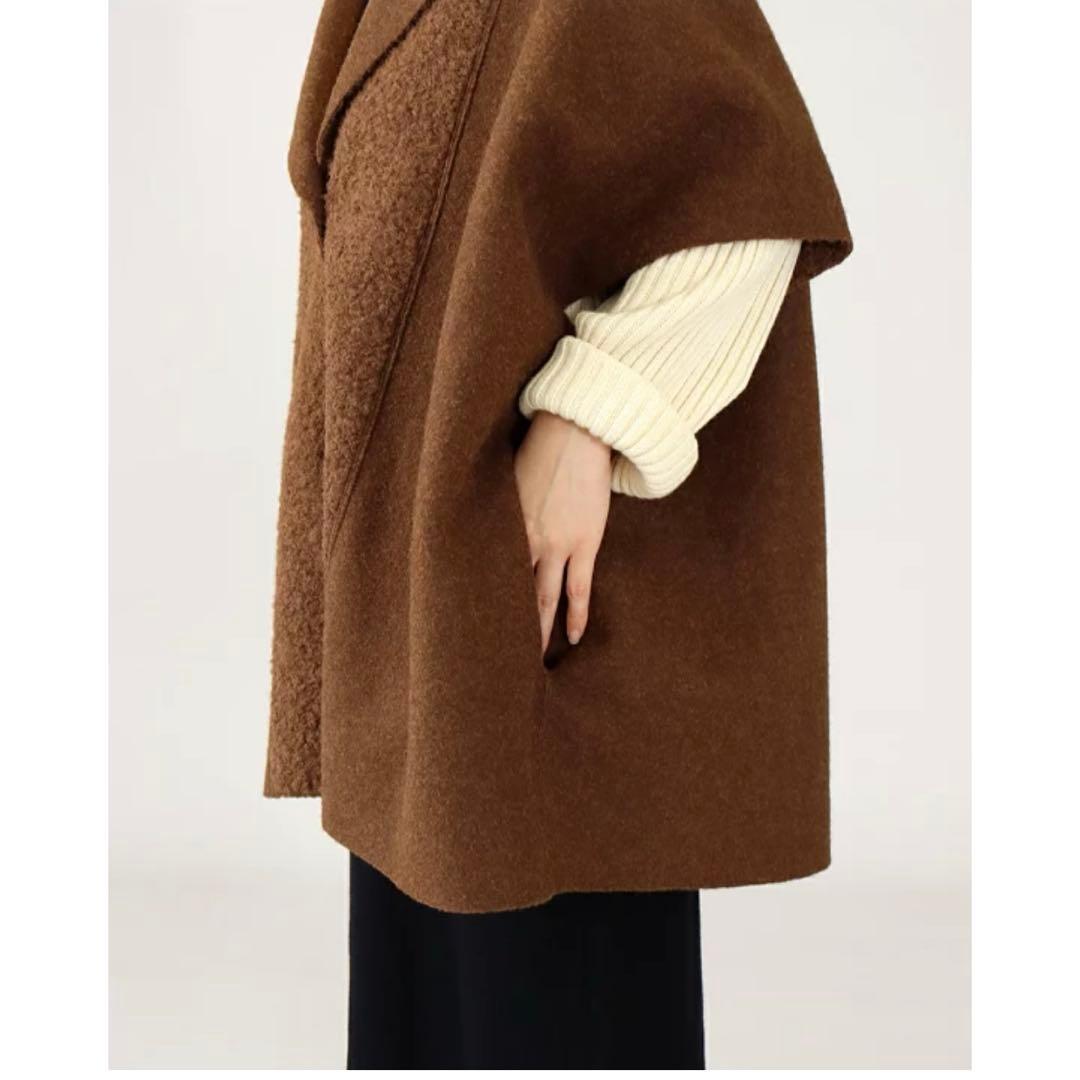 本日最終価格　金額戻ります　今期　ブラウンシニカルリバーシブルポンチョコート