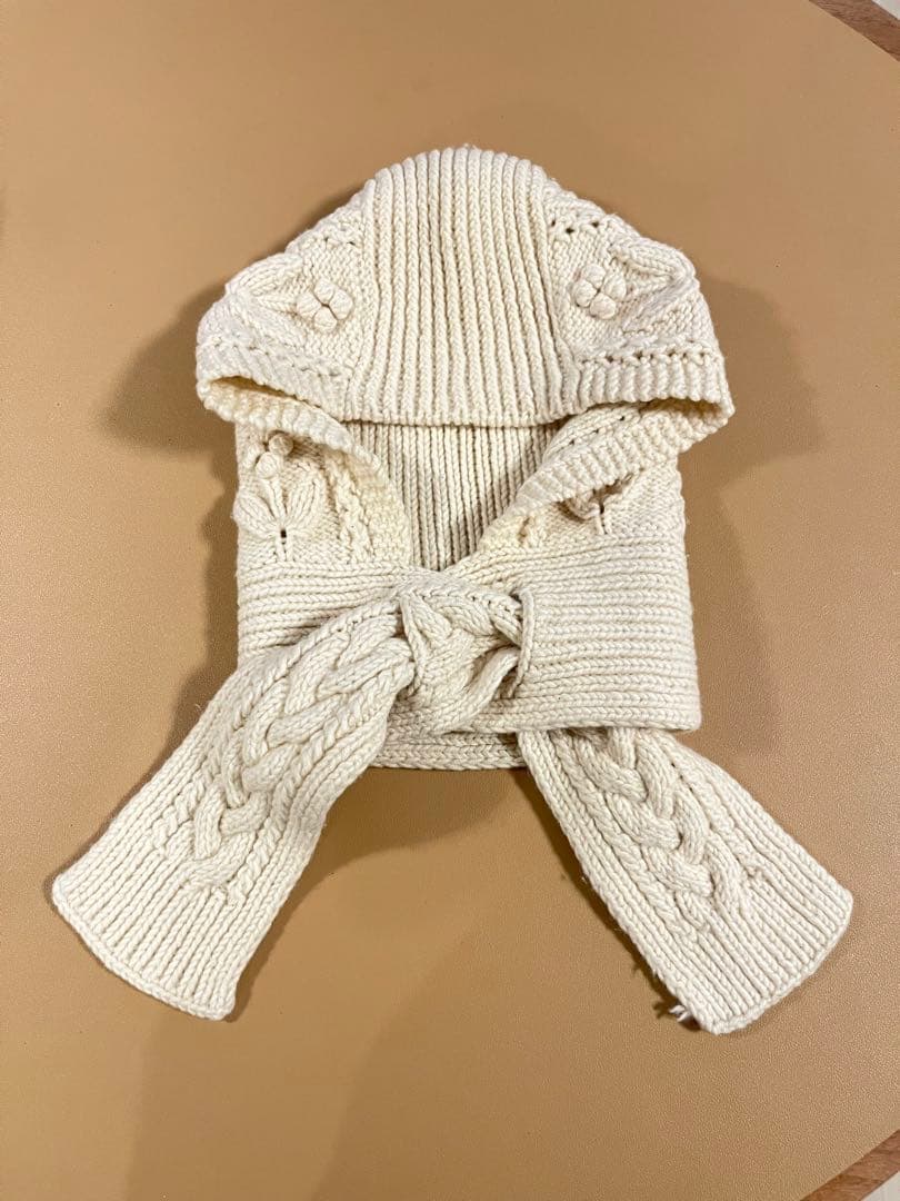 S*y様 yuki fujisawaアイボリー ケーブル編み フード付きスカーフ