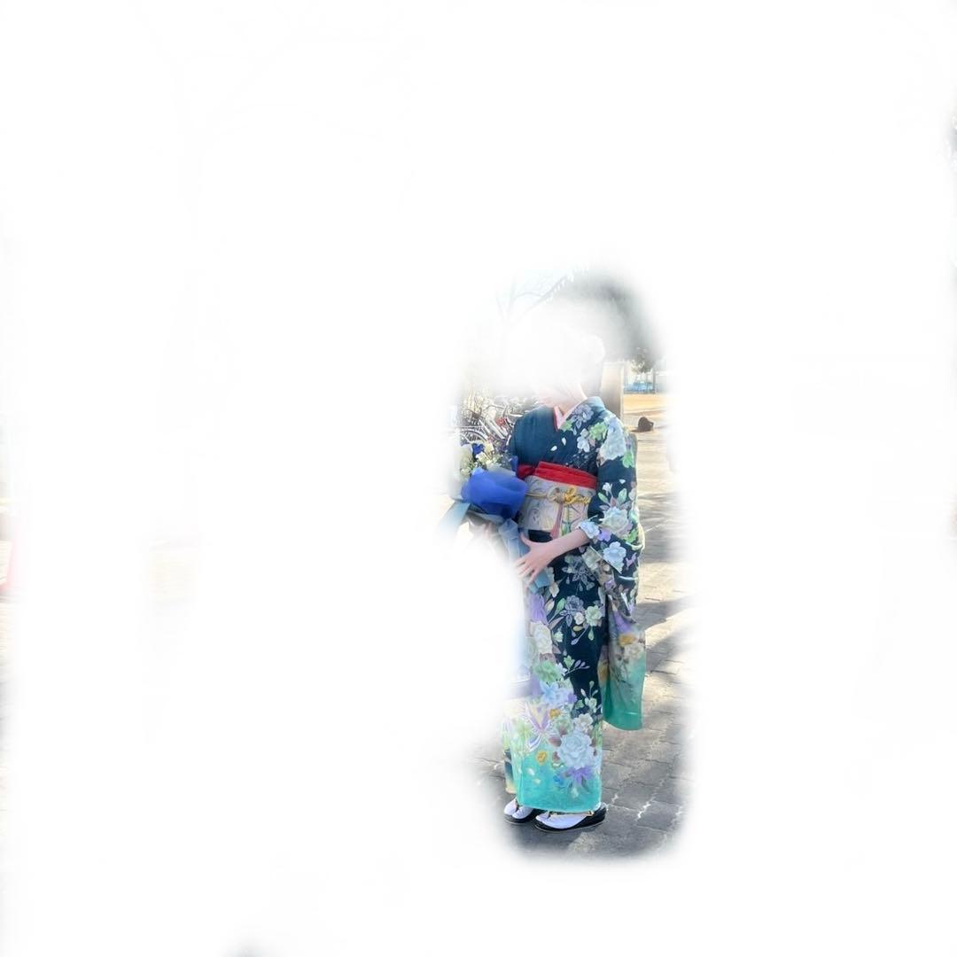 成人式　振袖　緑　青　エメラルドグリーン　クローバー　帯　フルセット